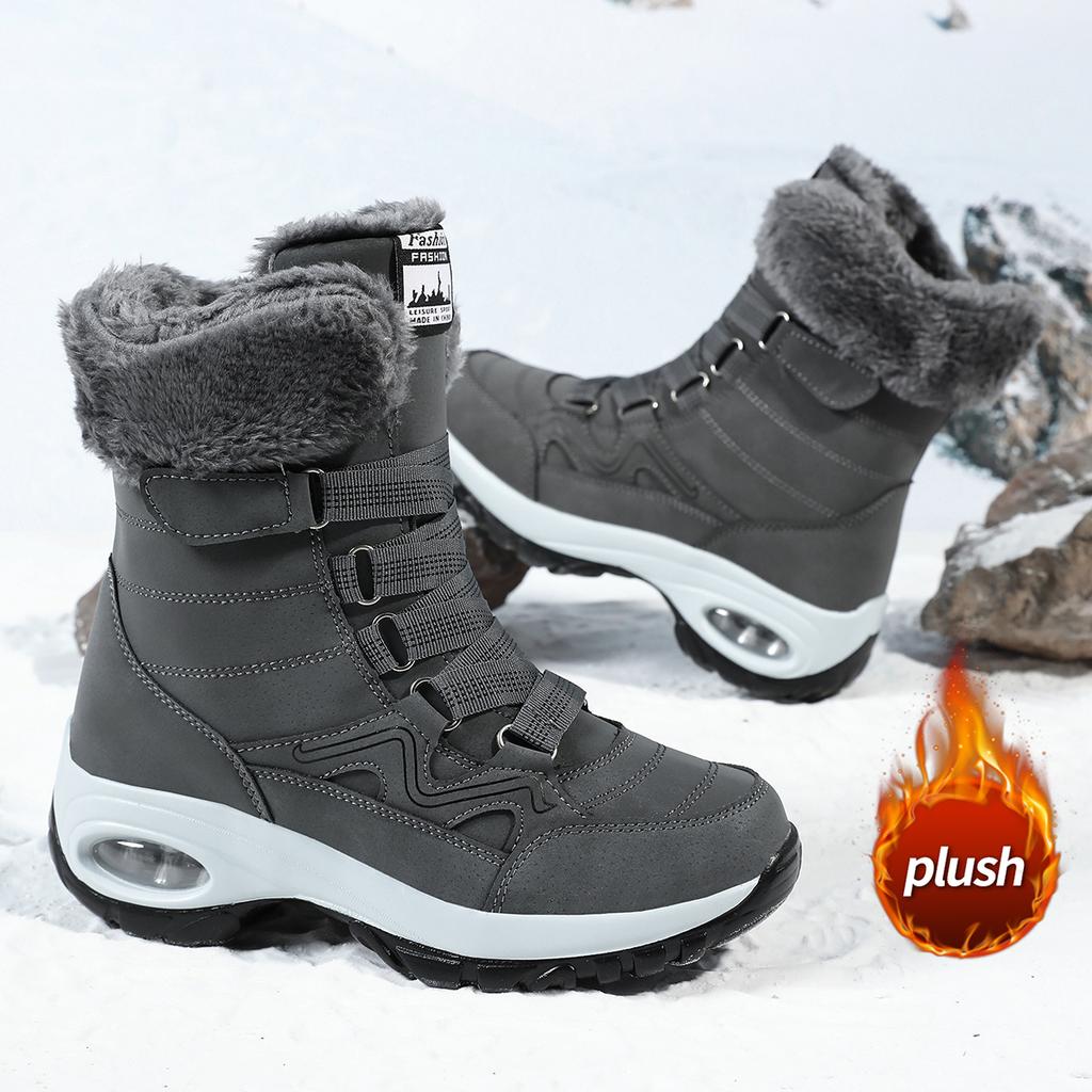 TUINANLE Cizme de zăpadă noi pentru femei, cizme de gleznă iarnă cu vârf înalt, de exterior, antiderapante, casual, din bumbac, călduroase, cu pluș, pantofi pentru bărbați