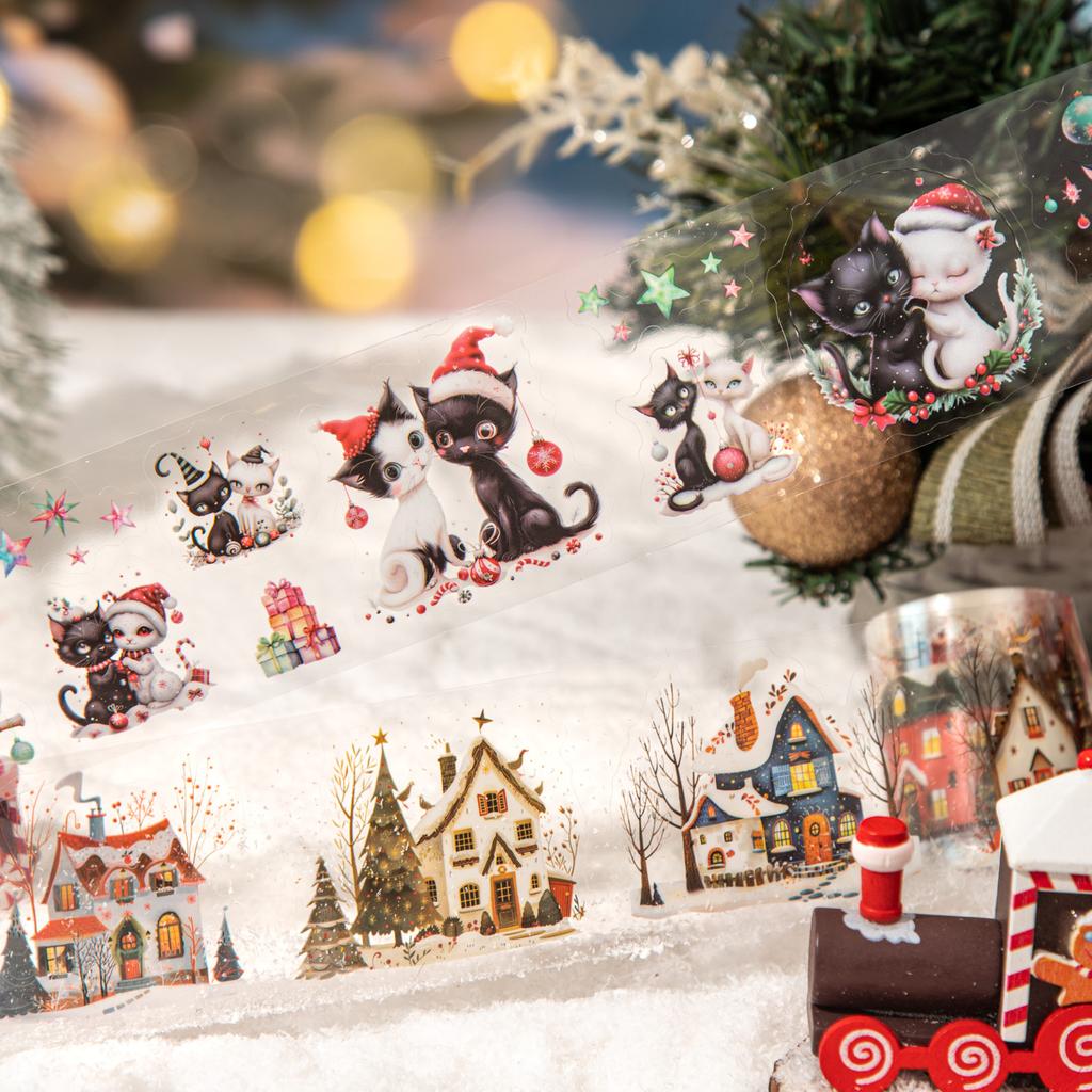 1Roll Tapes For Christmas Themed Die-cutting Tape Creative Collage Material Diary Greeting Card Cup Photo Frame Decoration Gift