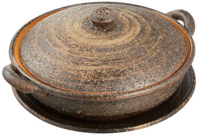 Marui Seito Iga-yaki Hechimon Auflaufform, Steingut, Schwarze Kaki, Durchmesser: Ca.. 18,5cm, Hergestellt in Japan, MR-3-3527