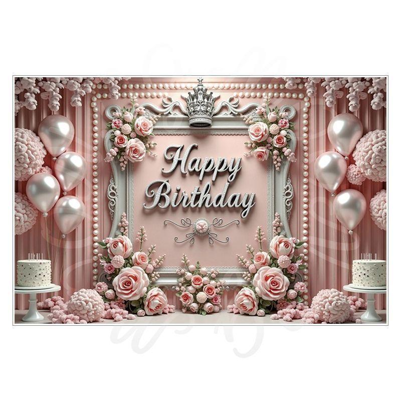 Pink Birthday Theme Party Decoration Backdrop Cloth - Party Decoration Scene Background Wall Hanging