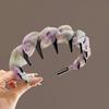 Women Headband Ribbon Decor Anti-slip Teeth Hair Hoop Versatile Bright