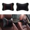 PU Leather Knitted Car Pillows Headrest Neck Rest Cushion Support Seat Accessories Auto Black Safety Pillow Universal Decor