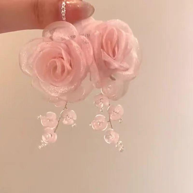 Hongyan~ Spring and Summer Mori Pink Flower Earrings 2025 New Popular Earrings Premium Stud Earrings Jewelry