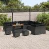 Ensemble de Canapés de Jardin de 14 pièces avec Coussins Noir Poly Rattan Acacia, Ensemble de Dîner de Jardin de 4 pièces 3361549