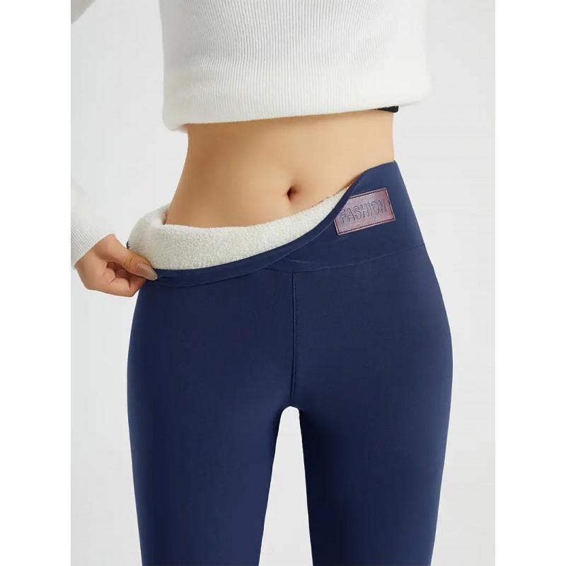 Womens High Waist Slim Fit Sports Leggings Thick Solid Color Yoga Pants Elastic Casual Base Layer