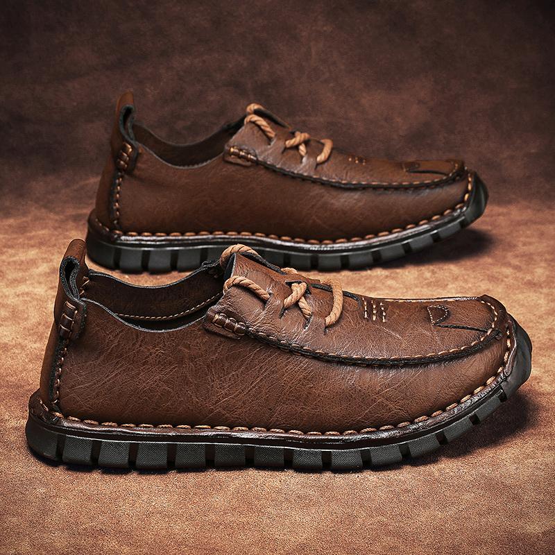 Fashion Genuine Leather Men Loafers Slip On Business Casual Leather Shoes Classic Soft Moccasins Breathable Men Flats Soft Driving Shoes