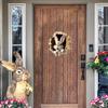 Cute Bunny Hole Wall Stickers Easter Rabbit Door Sign Wooden Rustic Hanging Pendant Welcome Sign Happy Easter Home Decoration