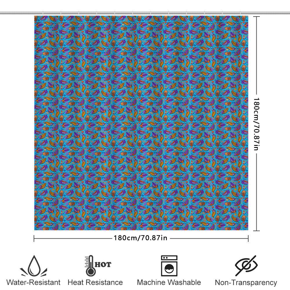 Vibrant Floral Shower Curtain Decor Blue Purple Pattern Fabric Waterproof Bath Rug Cover Set For Home Decoration (Size: 72 X 84