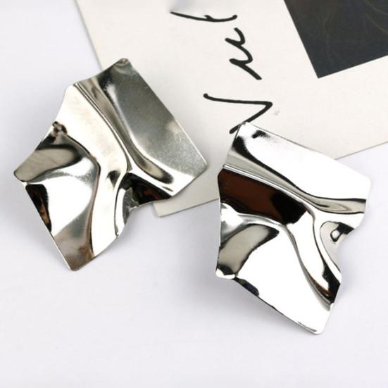 1 Paire de Boucles d'Oreilles Clous Design Géométrique Irrégulier Boucles d'Oreilles en Métal Boucles d'Oreilles Pendantes Surface Miroir Exagérée Bijoux Cadeau