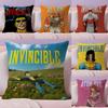 I-Invincible Funny Cartoon Cushion Cover Natural Linen Pillow Case Double-Sided Print Decorative Sofa Pillowcase Home Decor Gift