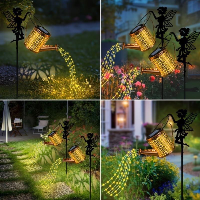 Solarbetriebene Lichterkette für Gießkannen im Vintage-Stil aus Metall, ideal für Garten und Terrasse, Weihnachtsdekoration, wasserdicht, zum Aufhängen, für Villa und Hof