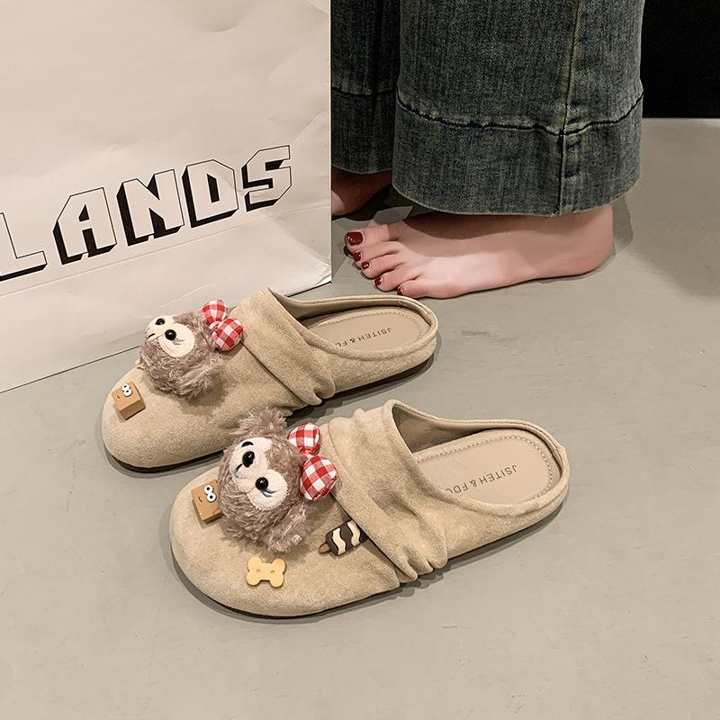 

Мультяшные милые туфли Boken женская сумка головные уборы полутапочки женская верхняя одежда весна 2025 новая платформа туфли Boken 40 half size smaller бежевый