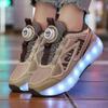 Letní Heelys Dívčí Síťované Prodyšné Kolečkové Brusle Studentky Čtyřkolečkové Dobíjecí LED Sportovní Brusle Chlapci Svítící Sportovní Boty