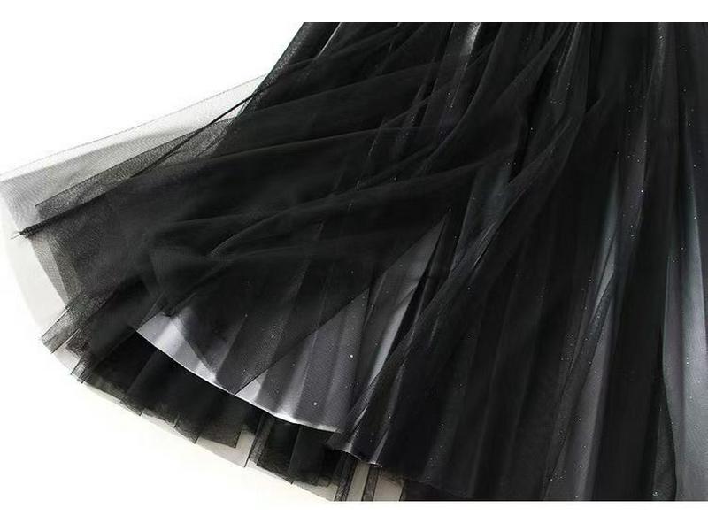Women's Starry Sky Pleated Mesh Skirt - Stylish Autumn/Winter 2025