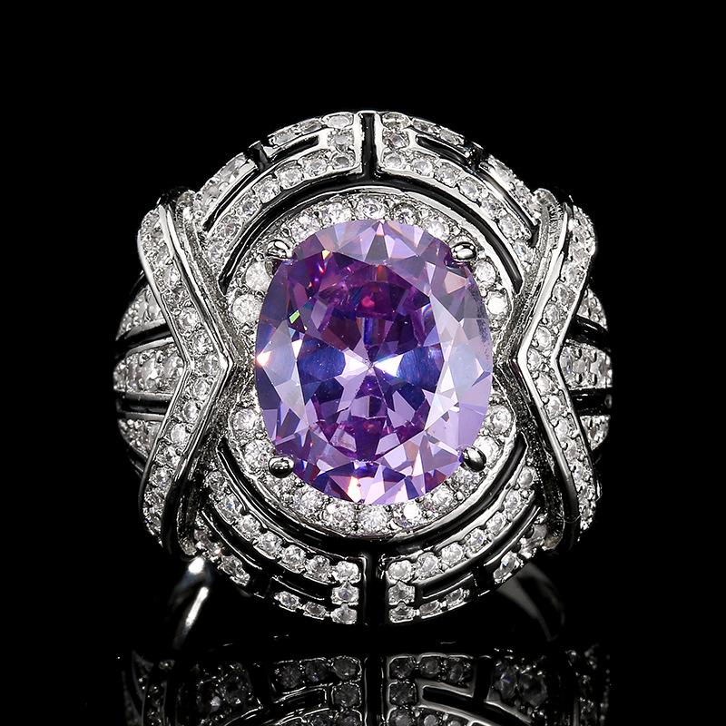 

Jewelry Ring Full Diamond Inlaid Red Yellow Purple Diamond Color Treasure High Sense Light Luxury Women S Jewelry