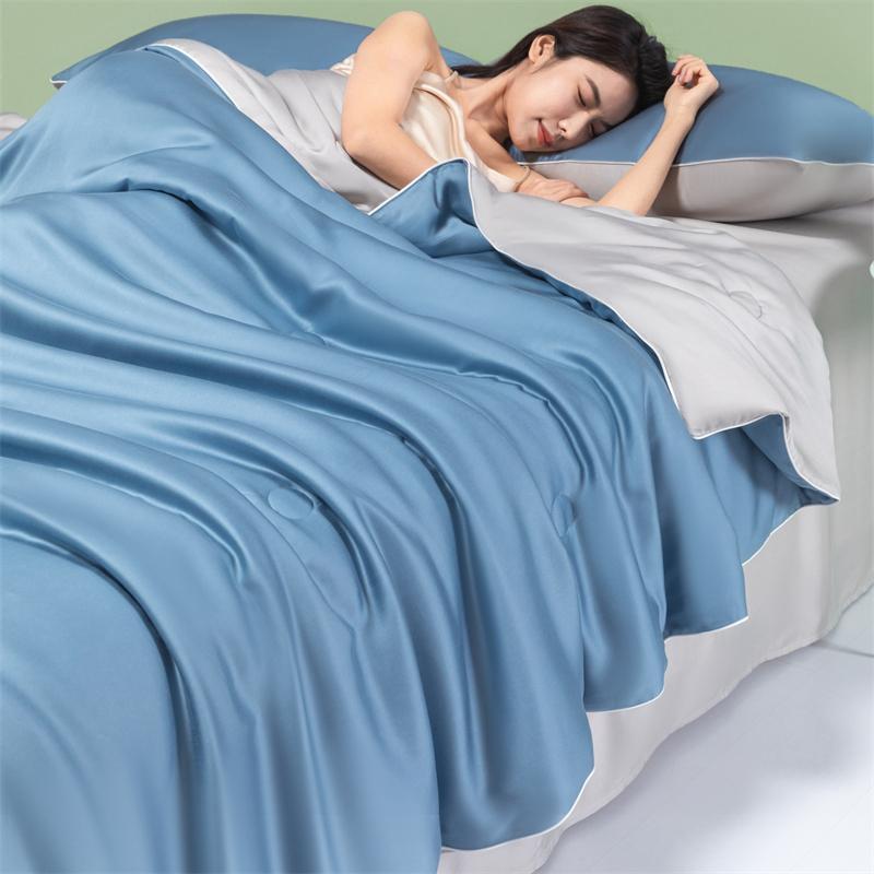 Summer Ice Silk Quilt Bedspread on the bed Air Conditioning Blanket Breathable Silky Comforter Luxury Bedding Double Queen King