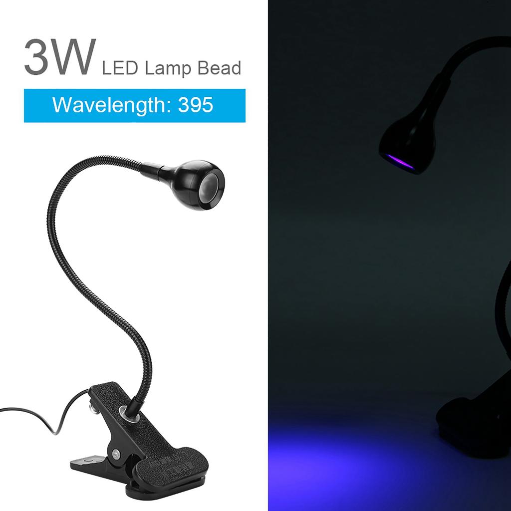 USB 3W UV Lampa na lepidlo Ultrafialové LED Fialové světlo USB Se svorkou a spínačem pro opravu telefonu