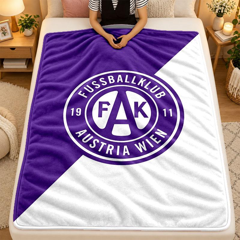 Flannel BlanketAustria Wien FC Warm Soft Throw Blanket for Indoor Sofa Bed Living Room Use