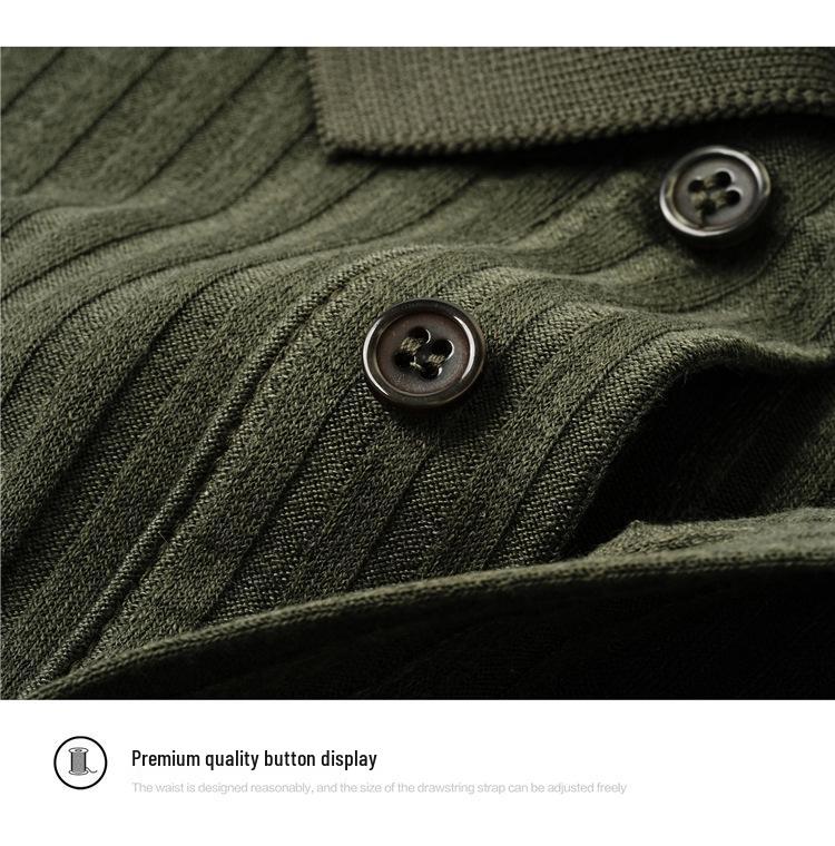 Men's Slim Fit Short Sleeve Polo Knit Shirt - Korean Style Casual Ribbed Top