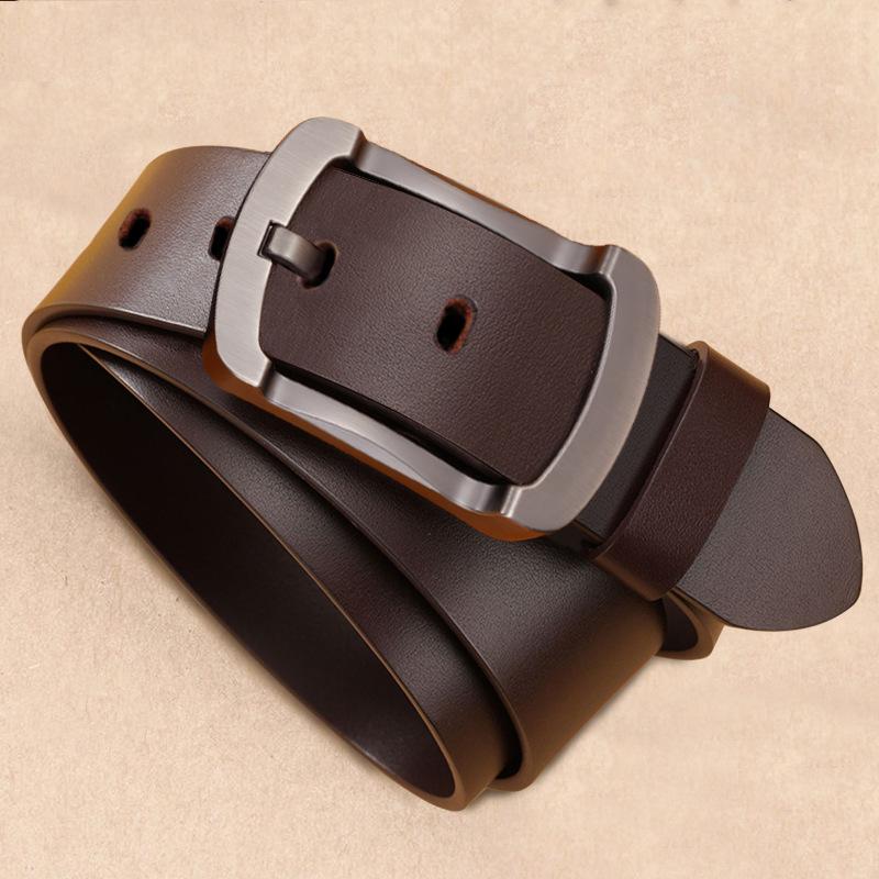 Men's Genuine Leather Belt 3.8 Wide-needle Buckle Belt