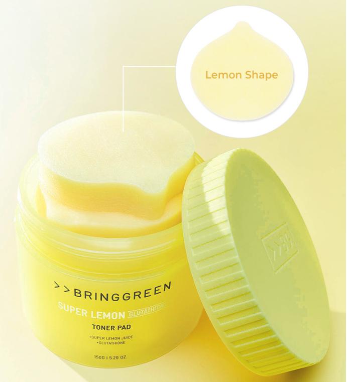 BRING GREEN Super Lemon Glutathione Toner Pads 90pcs + Refill | Brightening & Exfoliating
