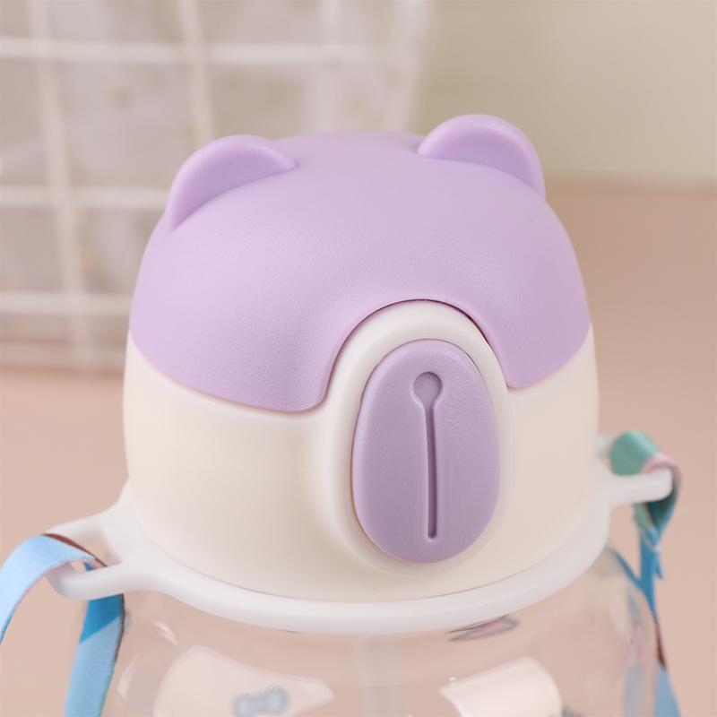 1 Piece 600Ml High-Value Fall-Proof Straw Cup Kawaii Summer Children'S Water Cup Boys And Girls Go To School Baby Kettle