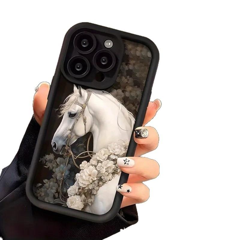 Flower White Horse for Apple 15 Mobile Phone Case Iphone12promax Set 14/13/11/XR Emery 16