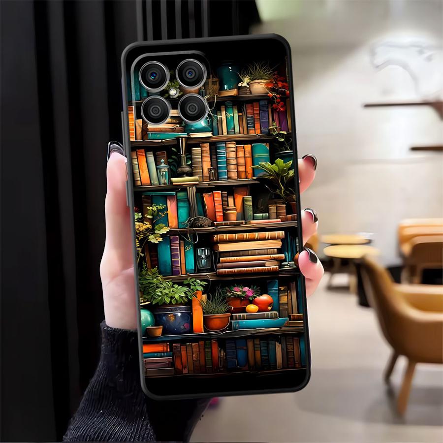 

Funda Phone Cover Case for Honor Magic5Lite 90 70 X9a X8 200 400 Lite X5b X6 X7 8X Cartoon Bookshelf Print HONOR 400 Lite