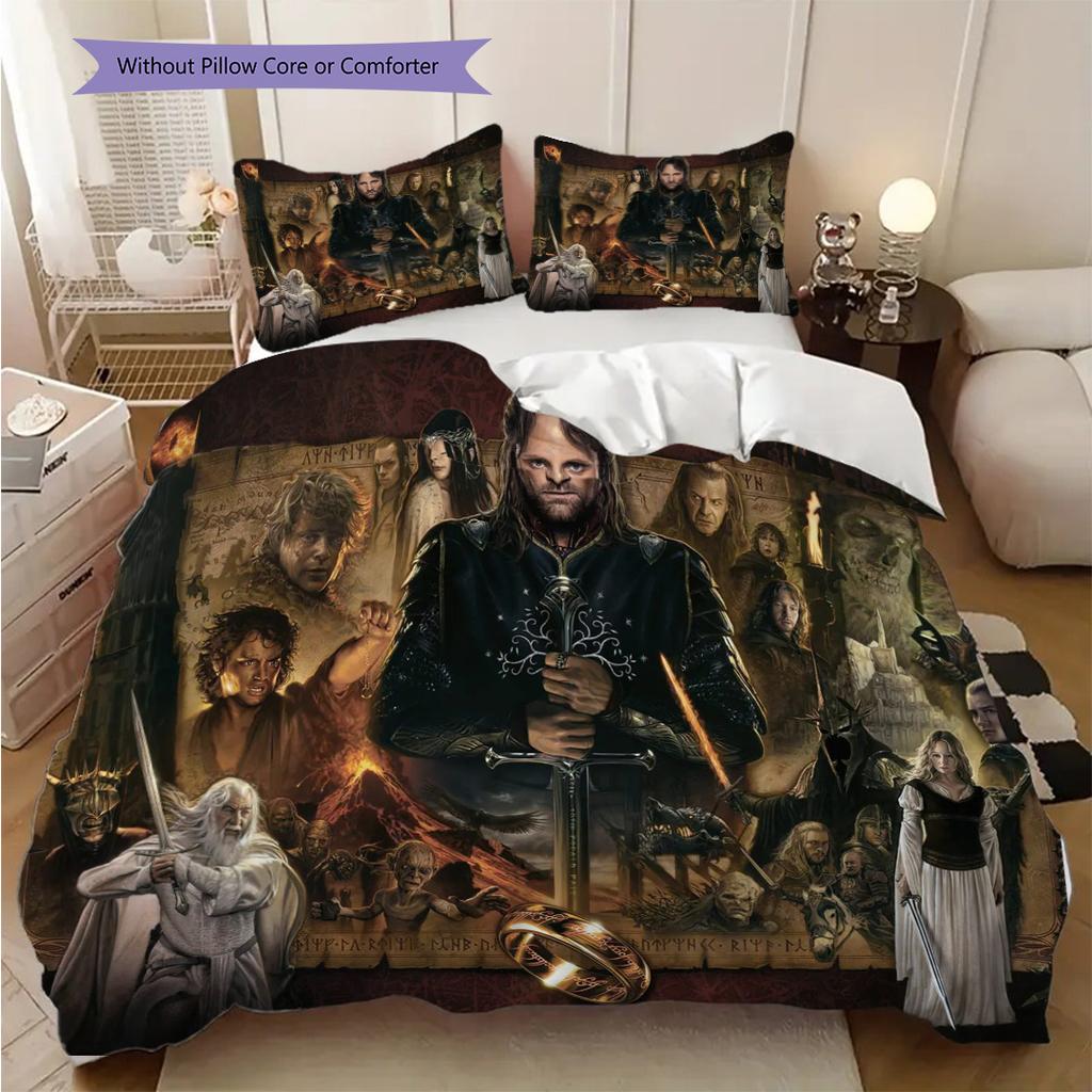 Medieval Fantasy Adventure Bedding (1 * Duvet Cover + 2 * Pillowcase, Without Core) 2D Flat Bedding Set Duvet Cover and Pillowcase