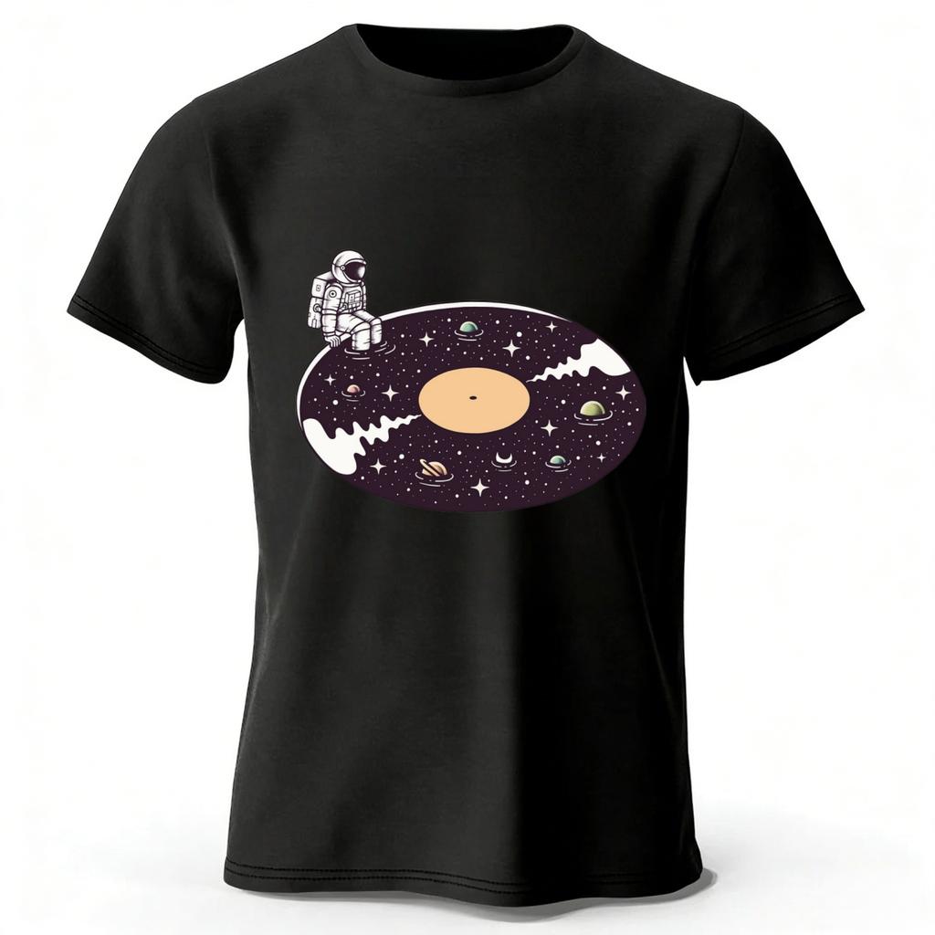 Summer New Universe Vinyl Record Music Pure Cotton Tshirt for Menwomen Fashion Casual Plus Size Loose Short Sleeved Soft Top