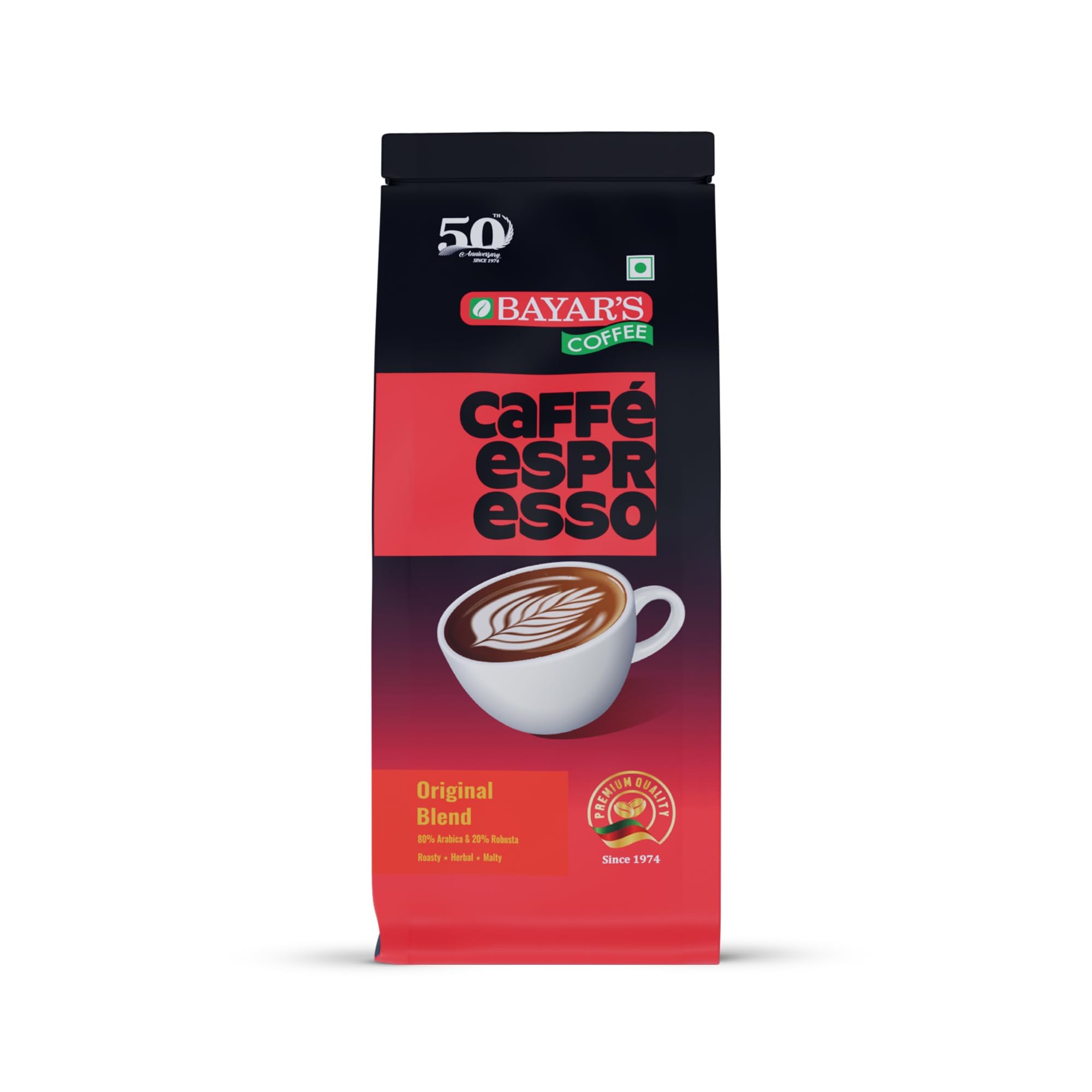 Bayar s Coffee Caffe Espresso Original Blend 100% Coffee Beans Bag 500g | Authentic Blend with 80% Arabica & 20% Robusta | Freshly Roasted for Rich