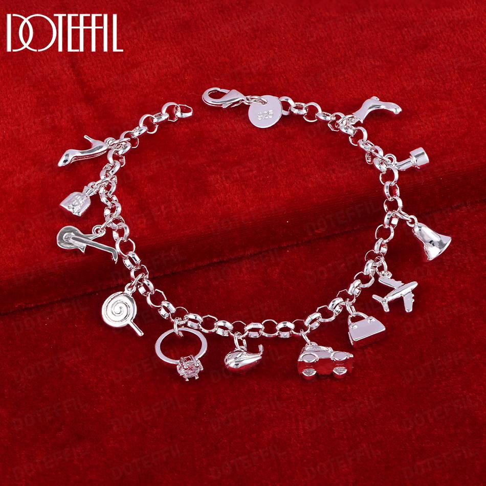 925 Sterling Silver Pendant Bracelet Women Gift Fashion Wedding Jewelry