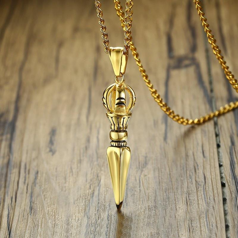 Vnox Herren Rock Punk Tibetisch Buddhistischer Schutz Halsketten, Edelstahl Vajra Schutzpatron Amulett Gebetskragen Schmuck