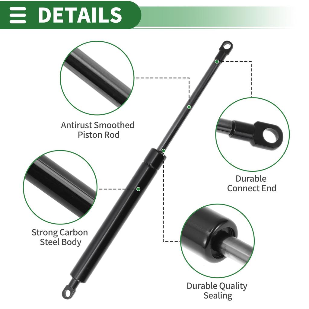 Motoforti 350mm/13.78" Gas Struts with 800N Gas Springs, Black Carbon Steel, 2 Pieces, for RV Toolbox Lids, Storage Boxes, and Cabinet Doors