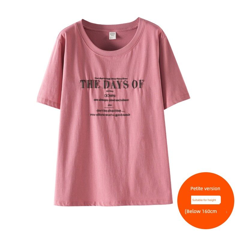 

Limited Edition Plus Size Women s Clothing [Color Summer] Summer Plus Size Ladies Letter Print Short-Sleeve T-shirt 100.00kg Fat Hiding Top Raspberry pink (below 160cm) 8xl