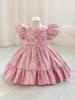 Girls' 3D Flower Princess Satin Dress - Formal Puffy Skirt for Halloween & Christmas