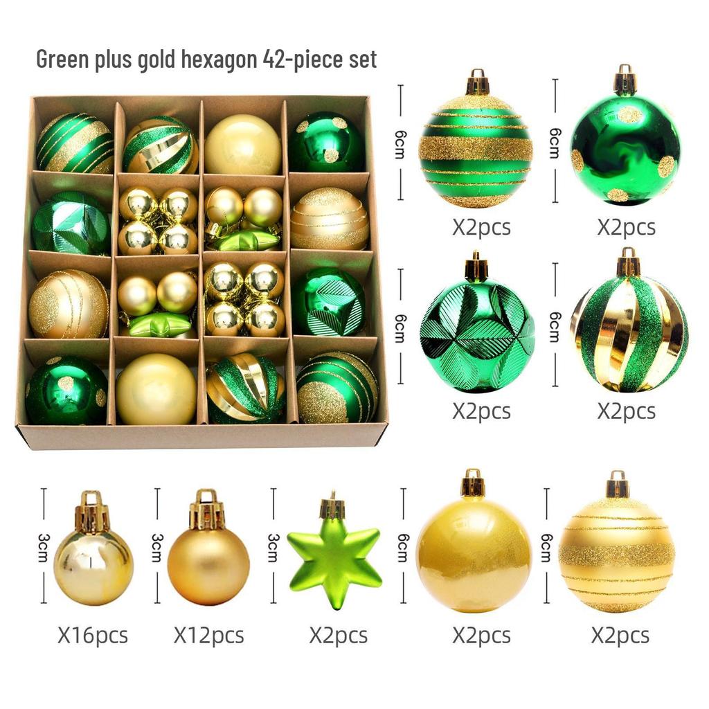 44-Piece Christmas Tree Decoration Set: 6cm Colorful PVC Hanging Balls