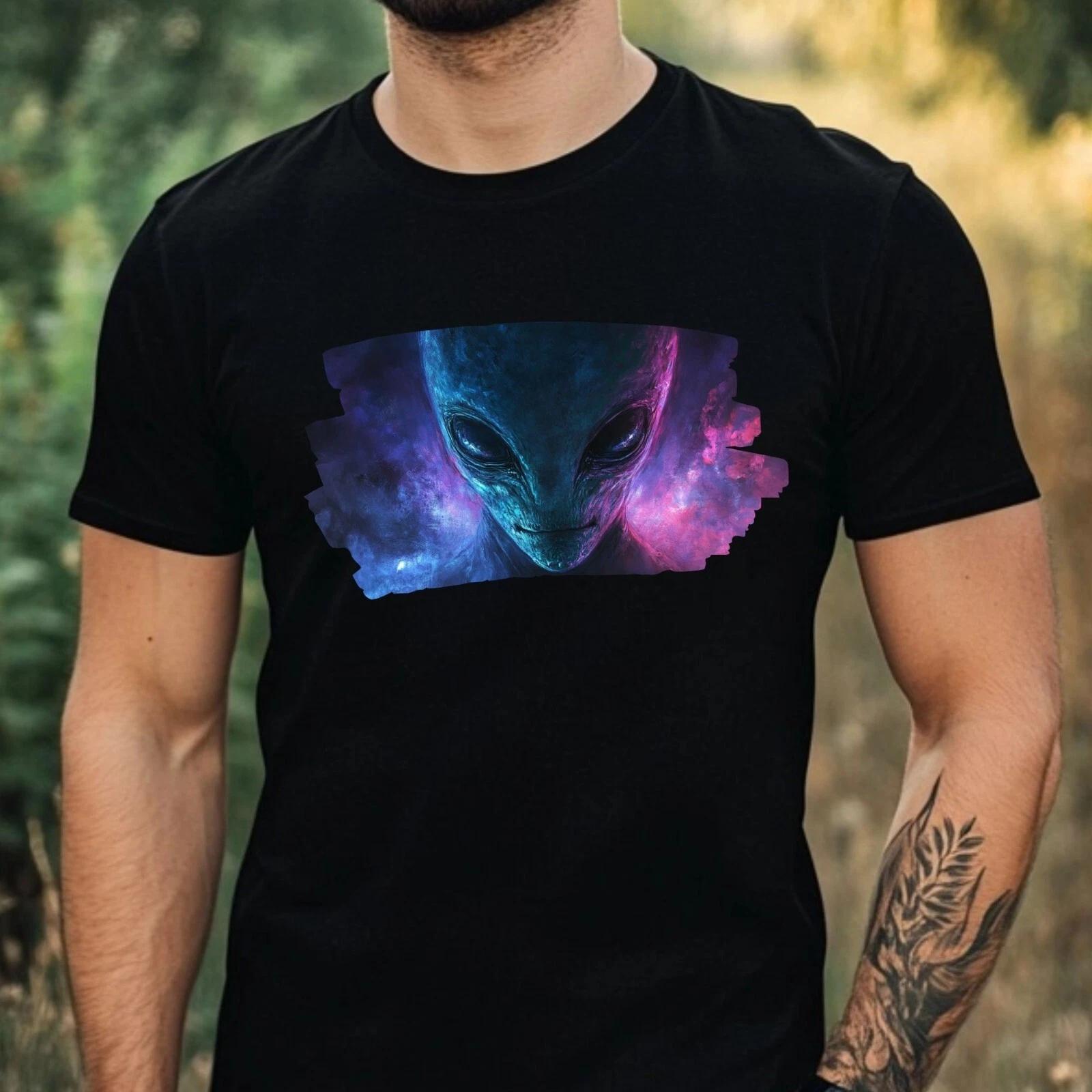 T-Shirt Herren Alien Portrait Motiv Baumwolle Größe XS bis 5XL XXL