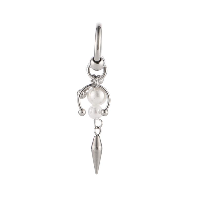 

1Pcs Faux Pearl Tassel Dangling Earrings, Punk Gothic Stainless Steel Geometric Horseshoe Nail Rivet for Women’s Ornament