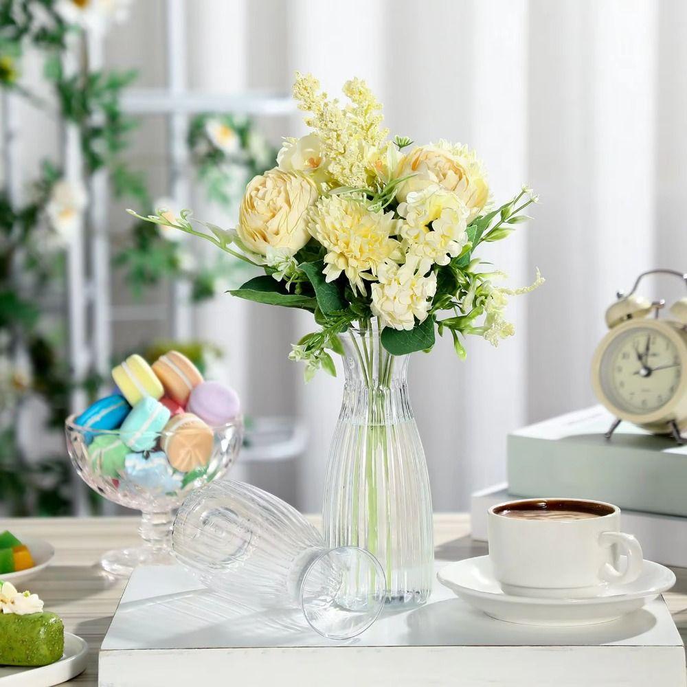 New Transparent Plastic Flower Vase Hydroponic Bouquet DIY Supplies Striped Vases Home Desk Decor Decorative Vase