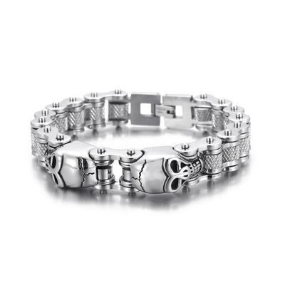 Bracelet Tendance Personnalité Dominatrice Crâne Chaîne de Vélo Acier Titane Homme