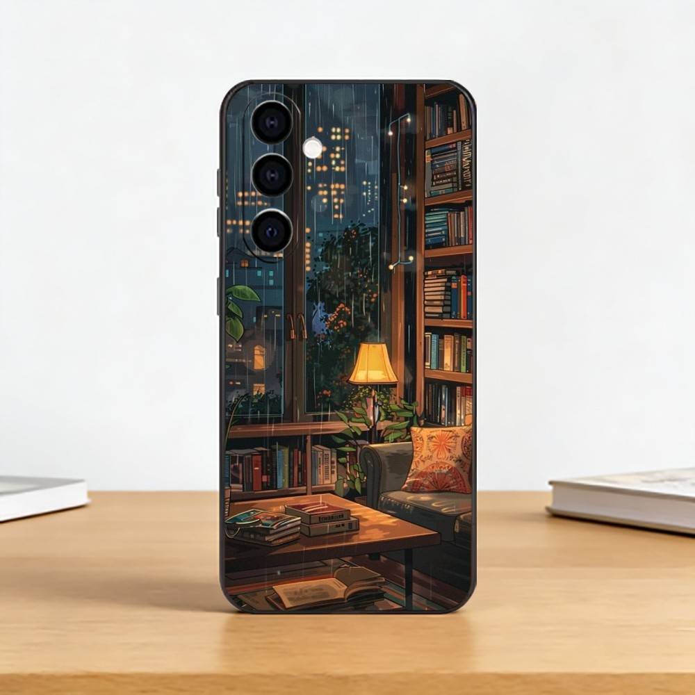 

Coffee-Study Book illustration Phone Case For Samsung Galaxy A73,A72,A71,A70,A53,A52,A51,Others Soft Black Cover Samsung a51 4g