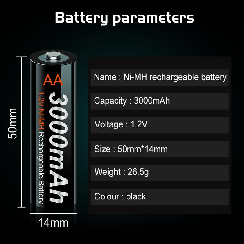 PALO 3000mAh Battery 1.2V AA 2A Ni-MH NiMH Rechargeable Battery for Camera Toy Car 100% Original Low Self Discharge AA Batteries