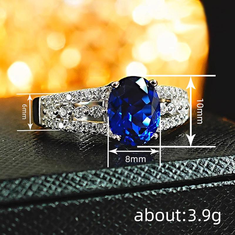Huitan Women Ring CopperColor Inlaid Sparkling Blue Cubic Zirconia Elegant Fashion Wedding Party Accessories Lady Jewelry Gift