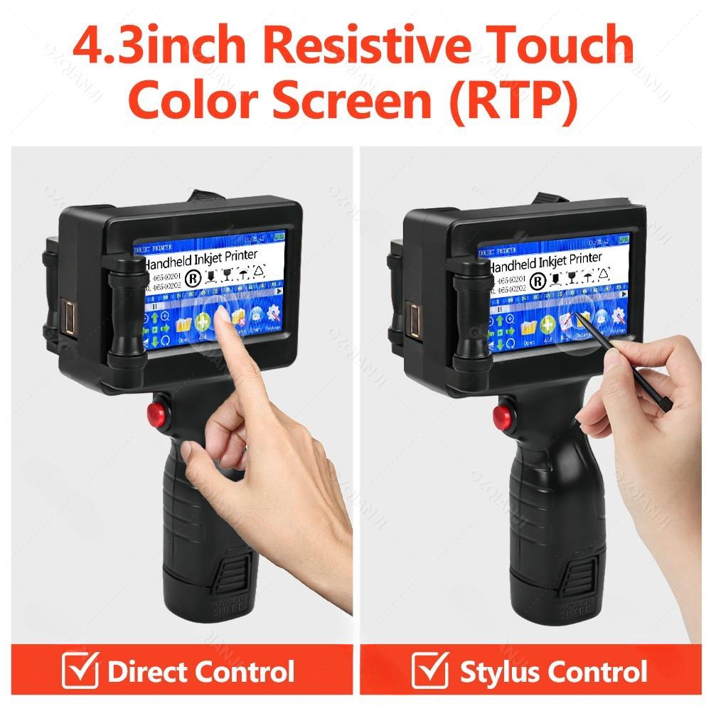 2-12.7mm Adjustable Printing Size Handheld Inkjet Printer 4.3inch Resistive Touch Color Screen Digital Automatic Coding Machine