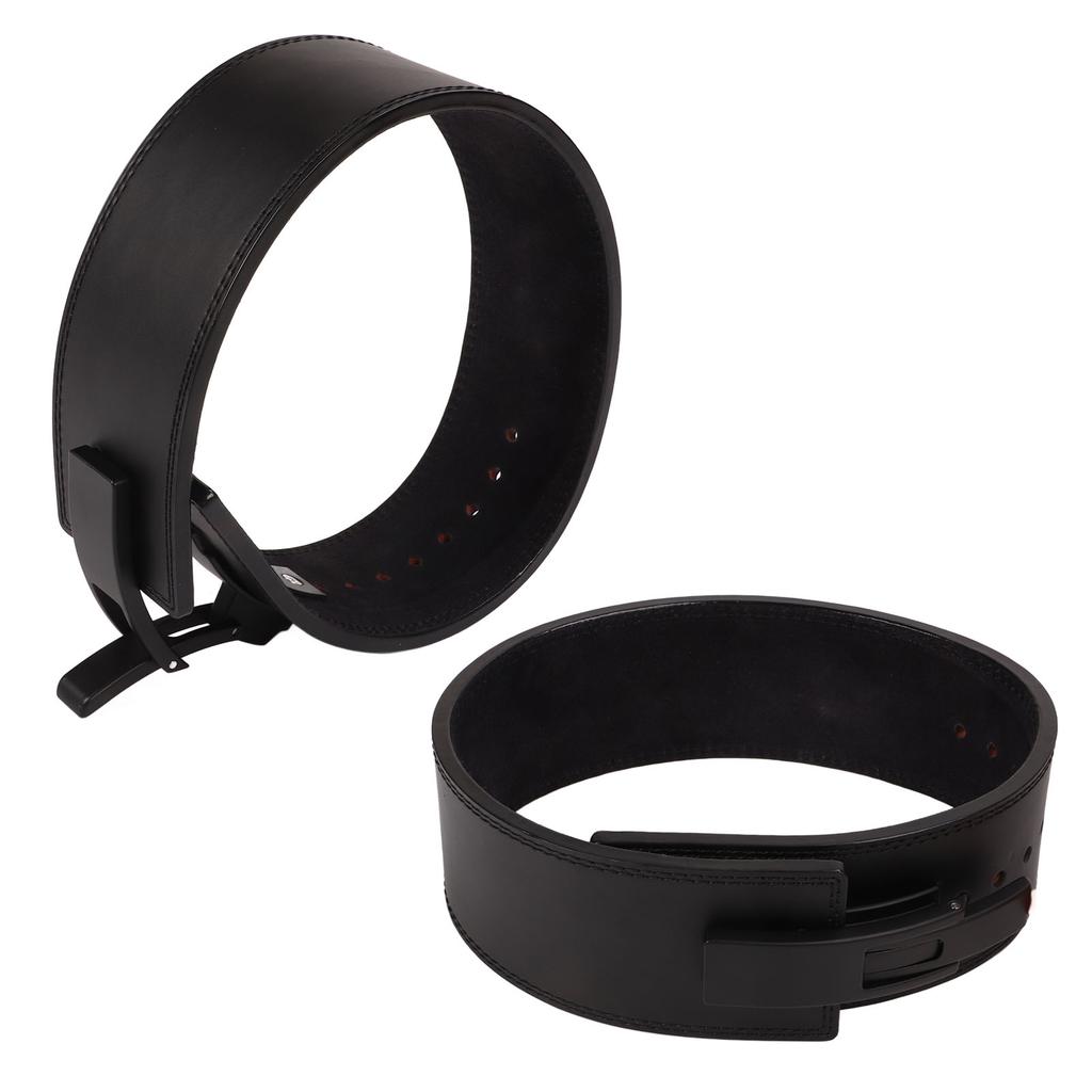 Men Fitness Belt Cowhide Weightlifting Power Belt Adjustable Bodybuilding Waist Protector Belt Black