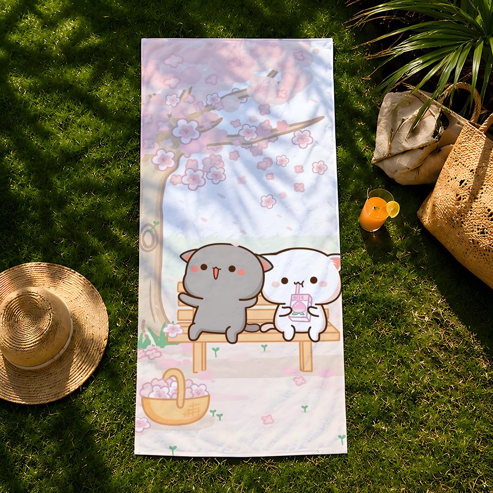 Character P-Peach C-Cat Towel Beach Towel, Quick Drying Absorbent Bath Towel For Swim,Gym,Camping,Outdoor Hot
