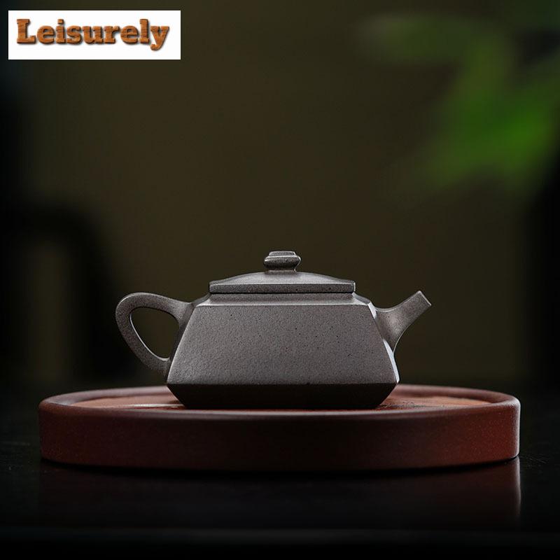140ml Aesthetic Yixing Purple Clay Teapots Handmade Pot Raw Ore Steel Grey Section Mud Kettle Chinese Zisha Tea Set Tableware