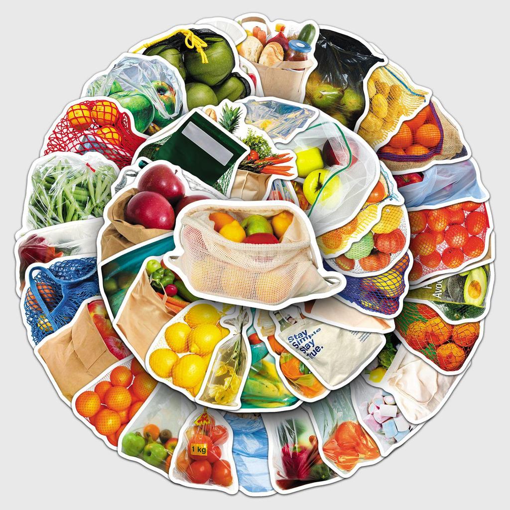 50-Pack Realistic Fruit & Vegetable Waterproof Stickers for Food Decoration and Notebook Planning