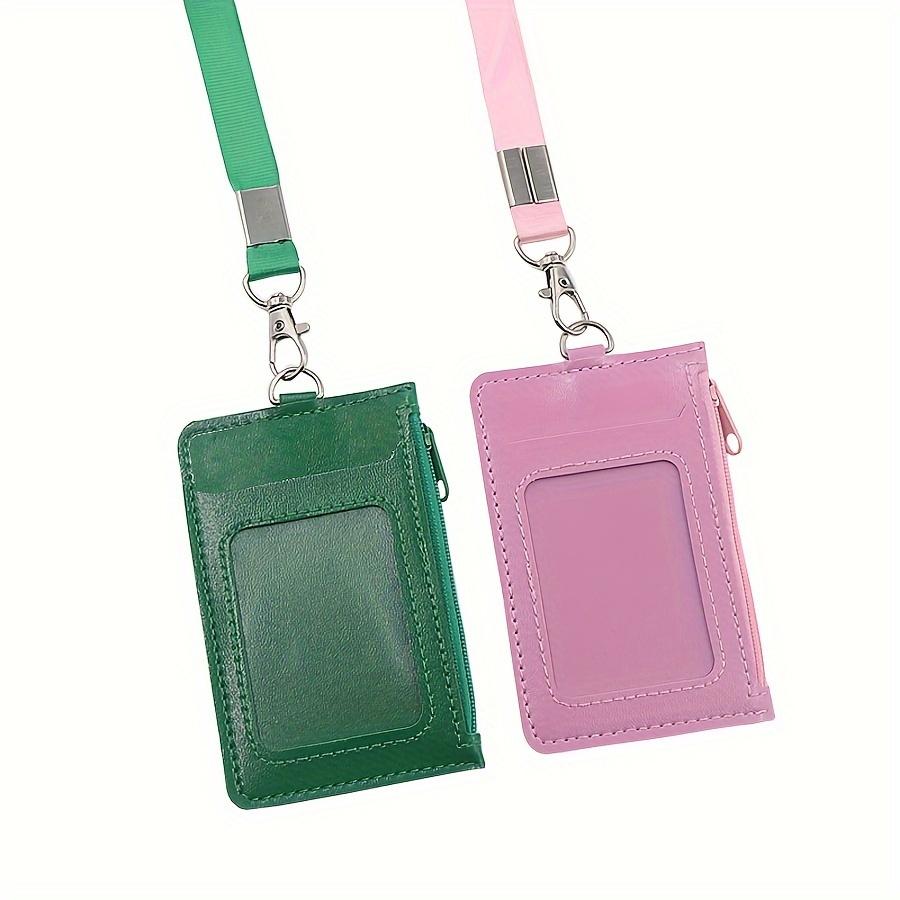 Premium Faux Leather Zippered ID Badge Holder with Multiple Card Slots and Lanyard - Perfect for Office Use